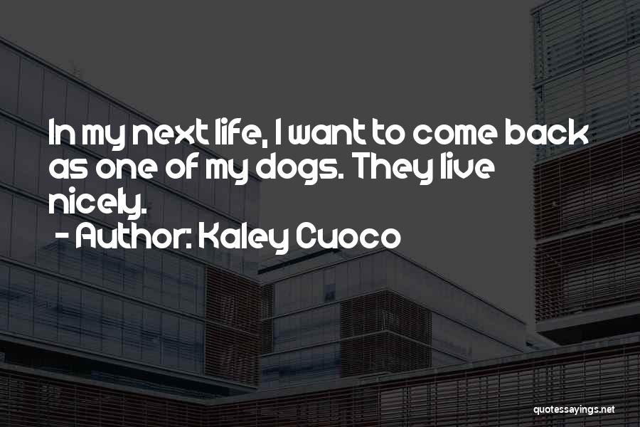 Kaley Cuoco Quotes: In My Next Life, I Want To Come Back As One Of My Dogs. They Live Nicely.