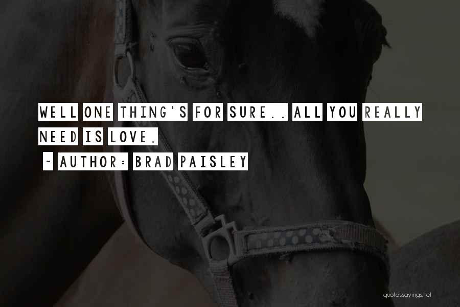 Brad Paisley Quotes: Well One Thing's For Sure.. All You Really Need Is Love.