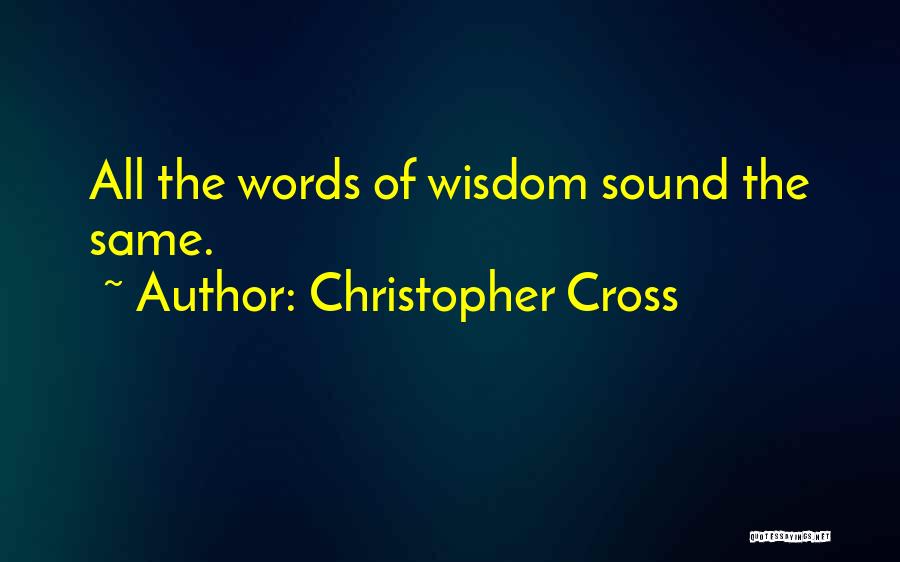 Christopher Cross Quotes: All The Words Of Wisdom Sound The Same.