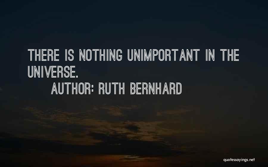 Ruth Bernhard Quotes: There Is Nothing Unimportant In The Universe.