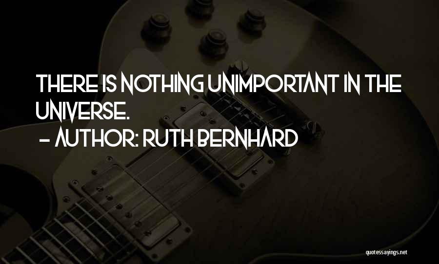 Ruth Bernhard Quotes: There Is Nothing Unimportant In The Universe.