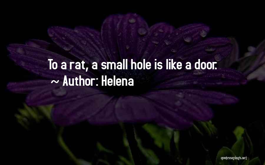 Helena Quotes: To A Rat, A Small Hole Is Like A Door.