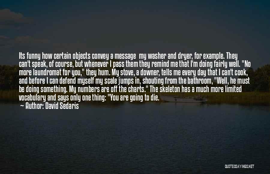 David Sedaris Quotes: Its Funny How Certain Objects Convey A Message My Washer And Dryer, For Example. They Can't Speak, Of Course, But