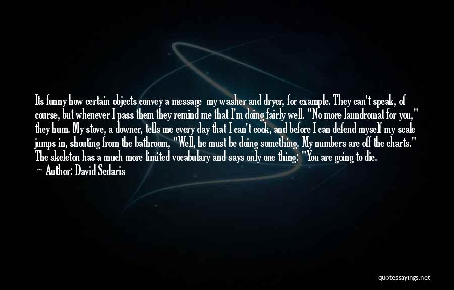 David Sedaris Quotes: Its Funny How Certain Objects Convey A Message My Washer And Dryer, For Example. They Can't Speak, Of Course, But