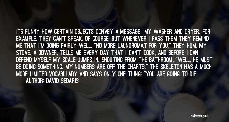 David Sedaris Quotes: Its Funny How Certain Objects Convey A Message My Washer And Dryer, For Example. They Can't Speak, Of Course, But