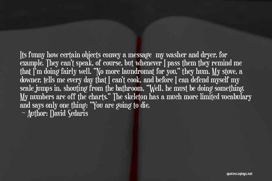 David Sedaris Quotes: Its Funny How Certain Objects Convey A Message My Washer And Dryer, For Example. They Can't Speak, Of Course, But