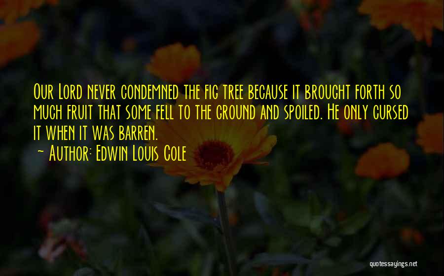 Edwin Louis Cole Quotes: Our Lord Never Condemned The Fig Tree Because It Brought Forth So Much Fruit That Some Fell To The Ground