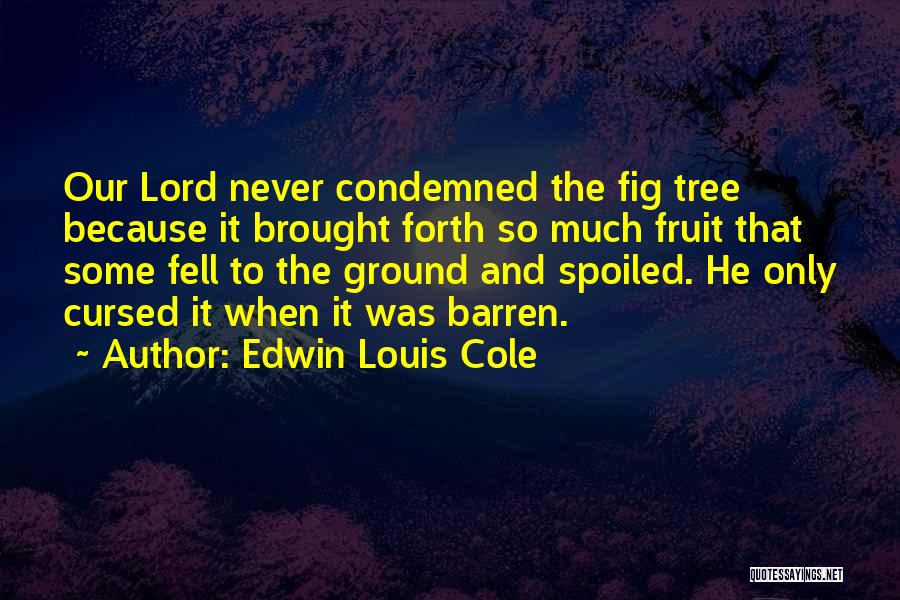 Edwin Louis Cole Quotes: Our Lord Never Condemned The Fig Tree Because It Brought Forth So Much Fruit That Some Fell To The Ground