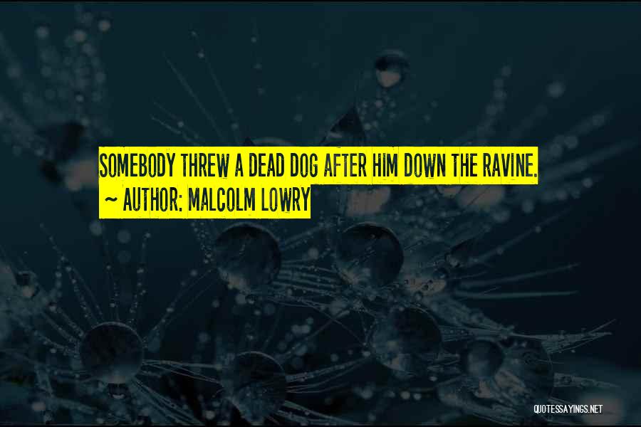 Malcolm Lowry Quotes: Somebody Threw A Dead Dog After Him Down The Ravine.