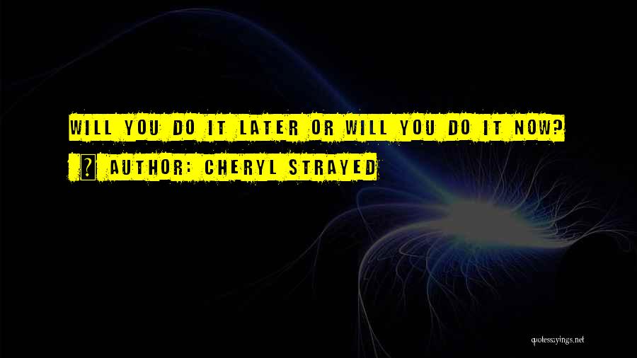 Cheryl Strayed Quotes: Will You Do It Later Or Will You Do It Now?