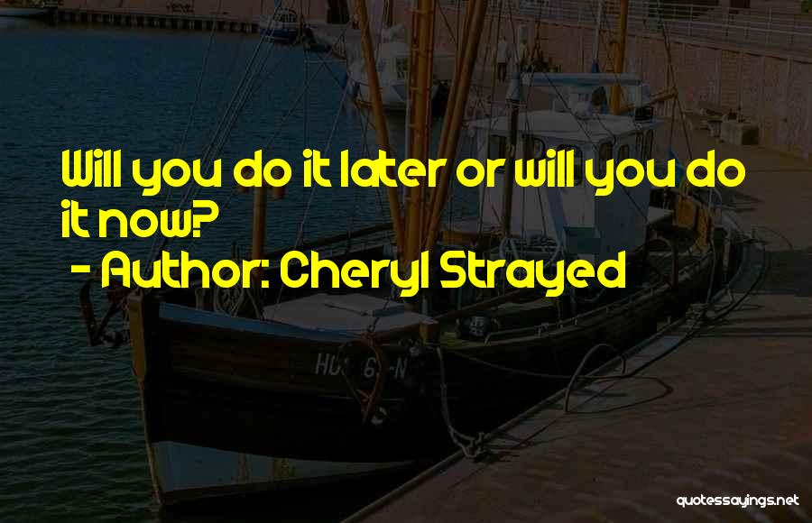 Cheryl Strayed Quotes: Will You Do It Later Or Will You Do It Now?