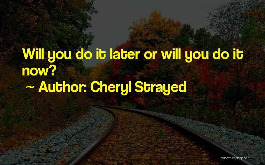 Cheryl Strayed Quotes: Will You Do It Later Or Will You Do It Now?