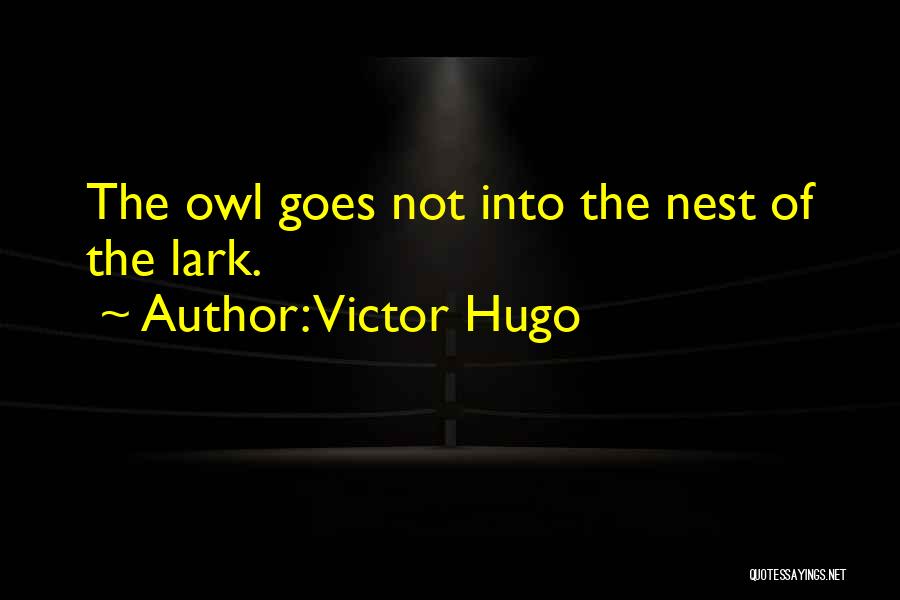 Victor Hugo Quotes: The Owl Goes Not Into The Nest Of The Lark.