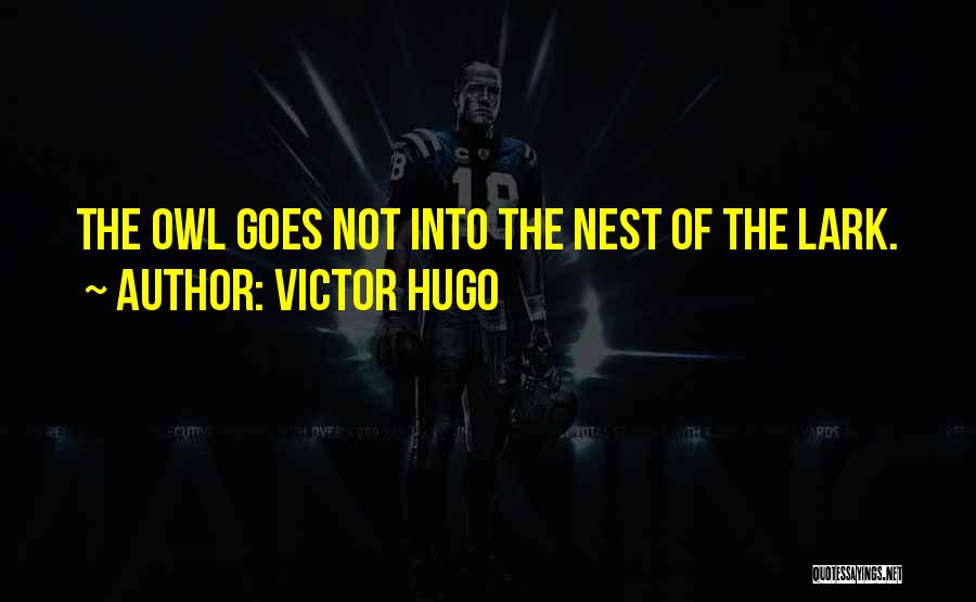 Victor Hugo Quotes: The Owl Goes Not Into The Nest Of The Lark.