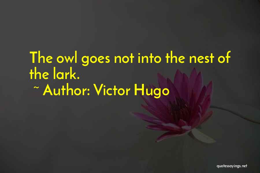 Victor Hugo Quotes: The Owl Goes Not Into The Nest Of The Lark.