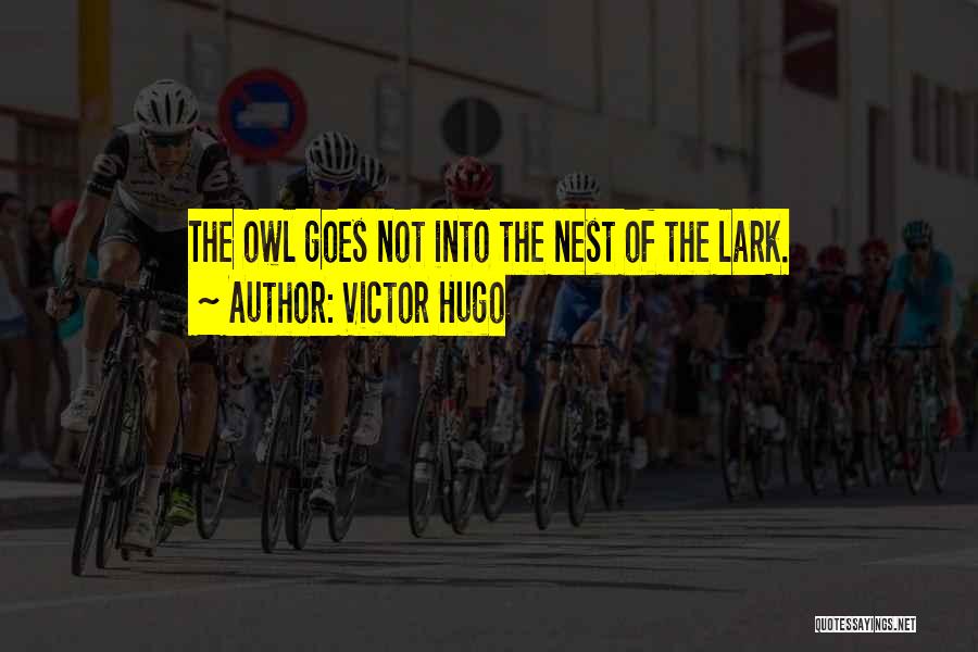 Victor Hugo Quotes: The Owl Goes Not Into The Nest Of The Lark.