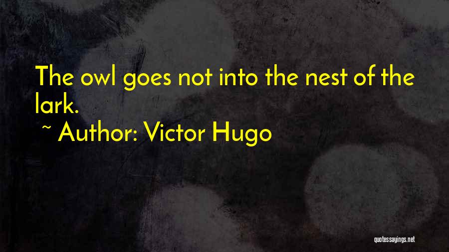 Victor Hugo Quotes: The Owl Goes Not Into The Nest Of The Lark.