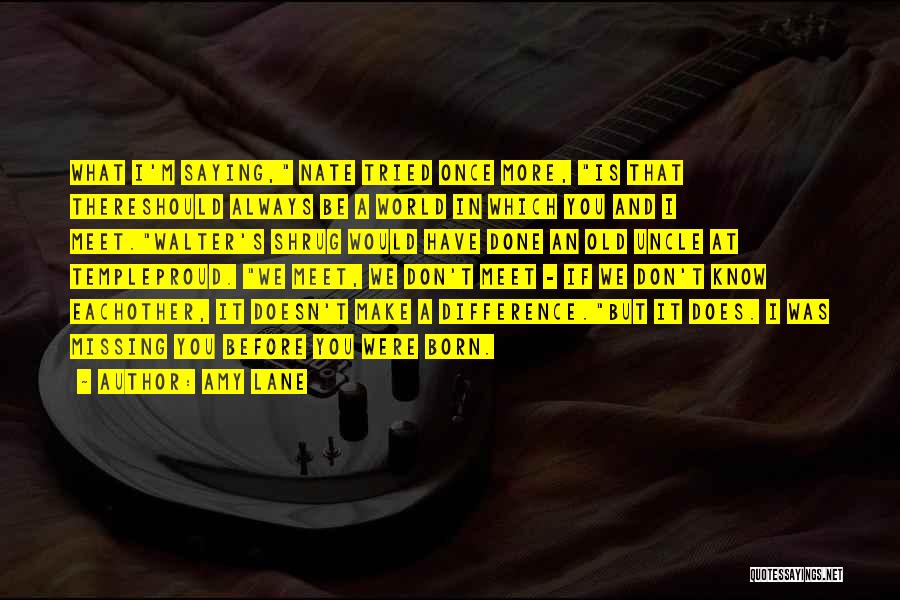 Amy Lane Quotes: What I'm Saying, Nate Tried Once More, Is That Thereshould Always Be A World In Which You And I Meet.walter's