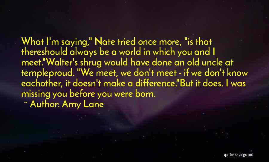 Amy Lane Quotes: What I'm Saying, Nate Tried Once More, Is That Thereshould Always Be A World In Which You And I Meet.walter's