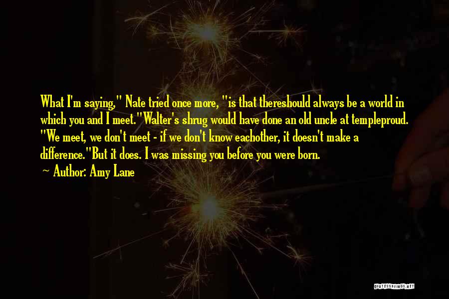 Amy Lane Quotes: What I'm Saying, Nate Tried Once More, Is That Thereshould Always Be A World In Which You And I Meet.walter's