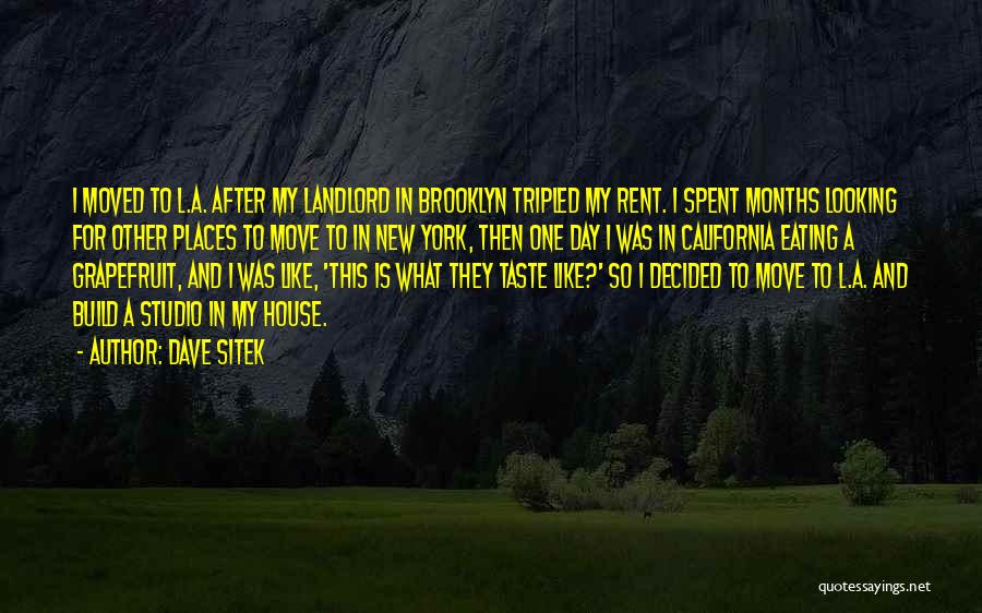 Dave Sitek Quotes: I Moved To L.a. After My Landlord In Brooklyn Tripled My Rent. I Spent Months Looking For Other Places To