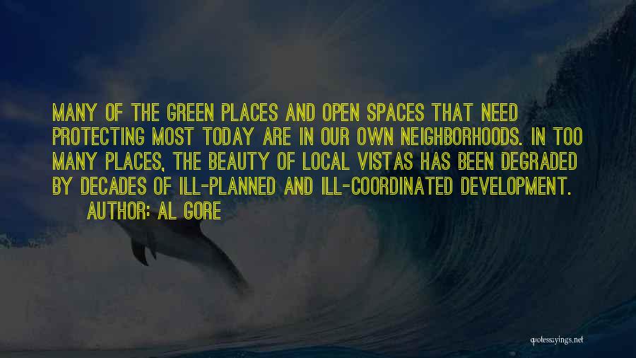 Al Gore Quotes: Many Of The Green Places And Open Spaces That Need Protecting Most Today Are In Our Own Neighborhoods. In Too