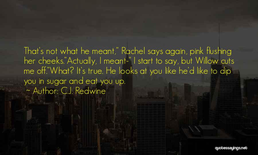 C.J. Redwine Quotes: That's Not What He Meant, Rachel Says Again, Pink Flushing Her Cheeks.actually, I Meant- I Start To Say, But Willow