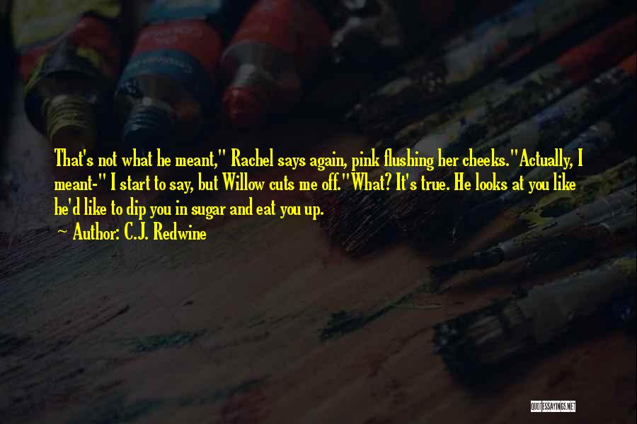 C.J. Redwine Quotes: That's Not What He Meant, Rachel Says Again, Pink Flushing Her Cheeks.actually, I Meant- I Start To Say, But Willow