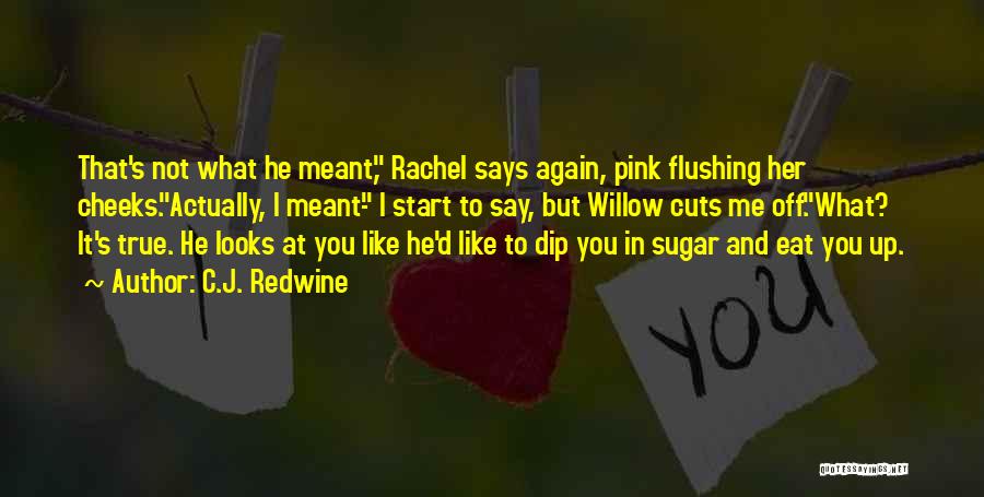 C.J. Redwine Quotes: That's Not What He Meant, Rachel Says Again, Pink Flushing Her Cheeks.actually, I Meant- I Start To Say, But Willow