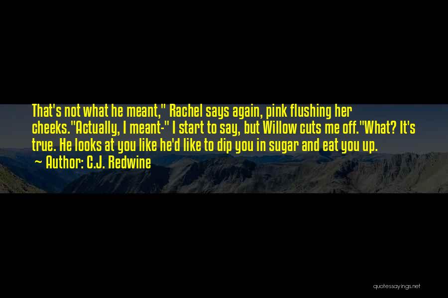 C.J. Redwine Quotes: That's Not What He Meant, Rachel Says Again, Pink Flushing Her Cheeks.actually, I Meant- I Start To Say, But Willow