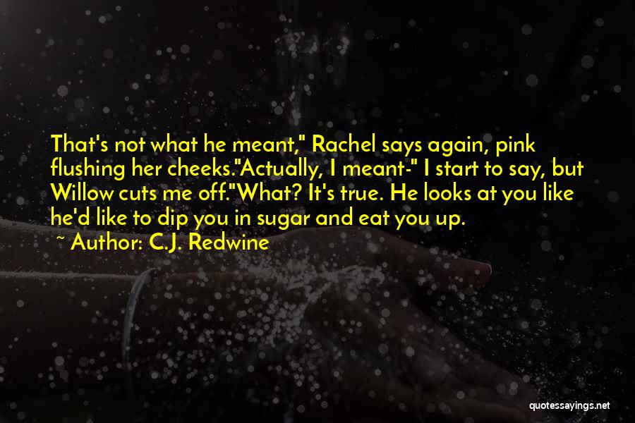 C.J. Redwine Quotes: That's Not What He Meant, Rachel Says Again, Pink Flushing Her Cheeks.actually, I Meant- I Start To Say, But Willow