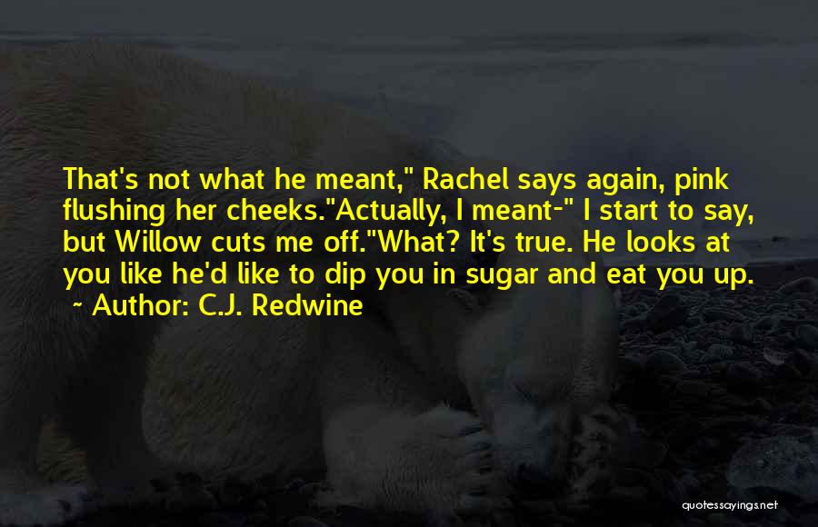 C.J. Redwine Quotes: That's Not What He Meant, Rachel Says Again, Pink Flushing Her Cheeks.actually, I Meant- I Start To Say, But Willow
