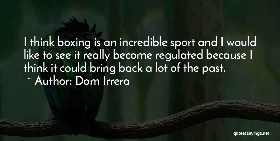 Dom Irrera Quotes: I Think Boxing Is An Incredible Sport And I Would Like To See It Really Become Regulated Because I Think