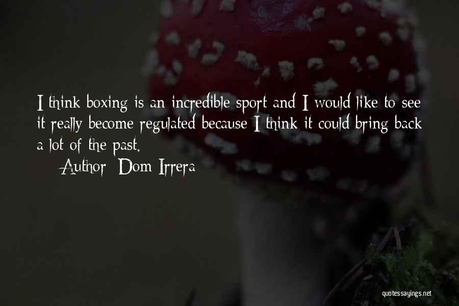Dom Irrera Quotes: I Think Boxing Is An Incredible Sport And I Would Like To See It Really Become Regulated Because I Think