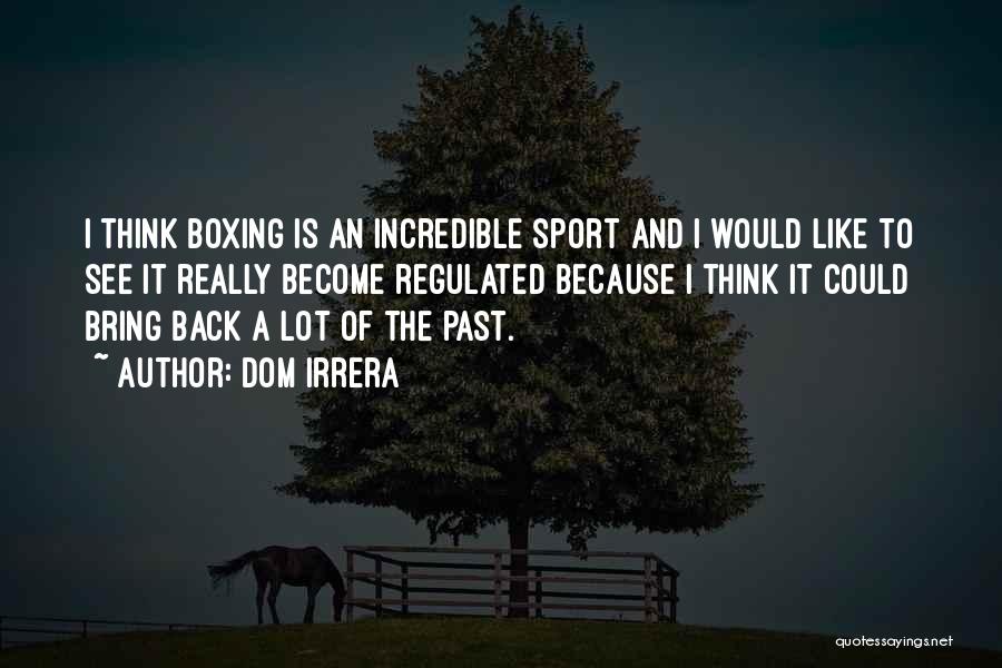Dom Irrera Quotes: I Think Boxing Is An Incredible Sport And I Would Like To See It Really Become Regulated Because I Think