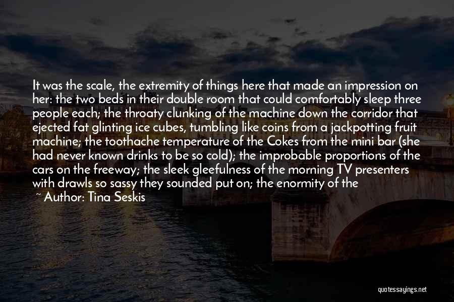 Tina Seskis Quotes: It Was The Scale, The Extremity Of Things Here That Made An Impression On Her: The Two Beds In Their