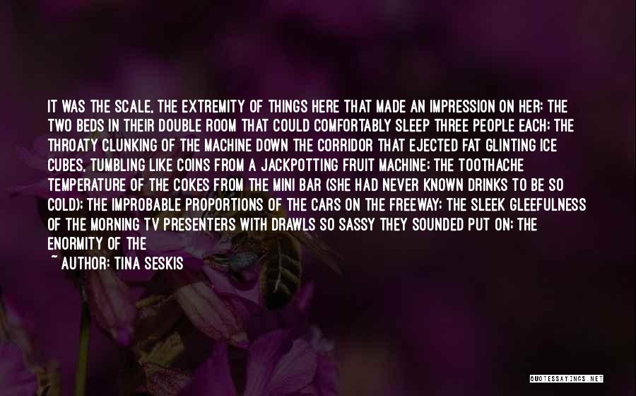 Tina Seskis Quotes: It Was The Scale, The Extremity Of Things Here That Made An Impression On Her: The Two Beds In Their