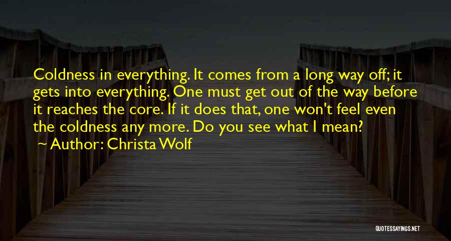 Christa Wolf Quotes: Coldness In Everything. It Comes From A Long Way Off; It Gets Into Everything. One Must Get Out Of The
