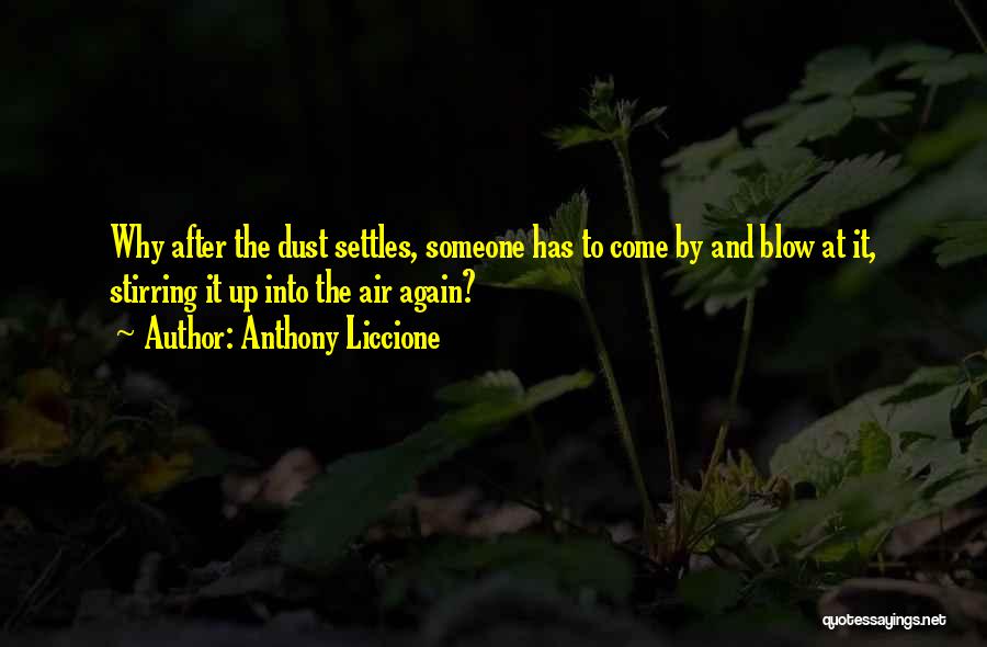 Anthony Liccione Quotes: Why After The Dust Settles, Someone Has To Come By And Blow At It, Stirring It Up Into The Air