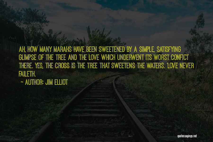 Jim Elliot Quotes: Ah, How Many Marahs Have Been Sweetened By A Simple, Satisfying Glimpse Of The Tree And The Love Which Underwent