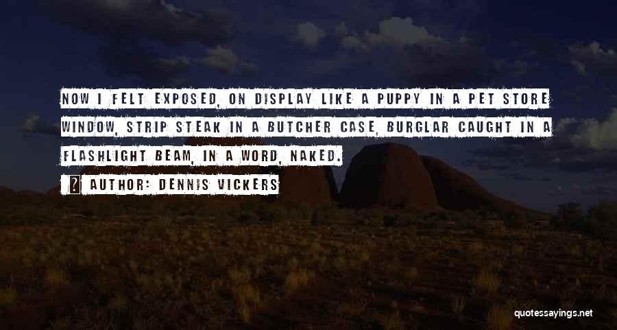 Dennis Vickers Quotes: Now I Felt Exposed, On Display Like A Puppy In A Pet Store Window, Strip Steak In A Butcher Case,