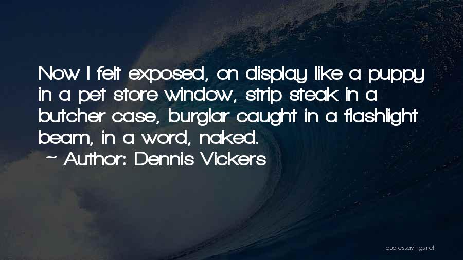 Dennis Vickers Quotes: Now I Felt Exposed, On Display Like A Puppy In A Pet Store Window, Strip Steak In A Butcher Case,
