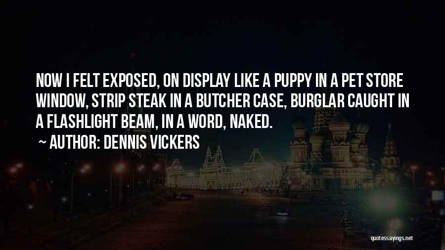 Dennis Vickers Quotes: Now I Felt Exposed, On Display Like A Puppy In A Pet Store Window, Strip Steak In A Butcher Case,