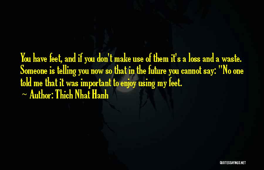 Thich Nhat Hanh Quotes: You Have Feet, And If You Don't Make Use Of Them It's A Loss And A Waste. Someone Is Telling