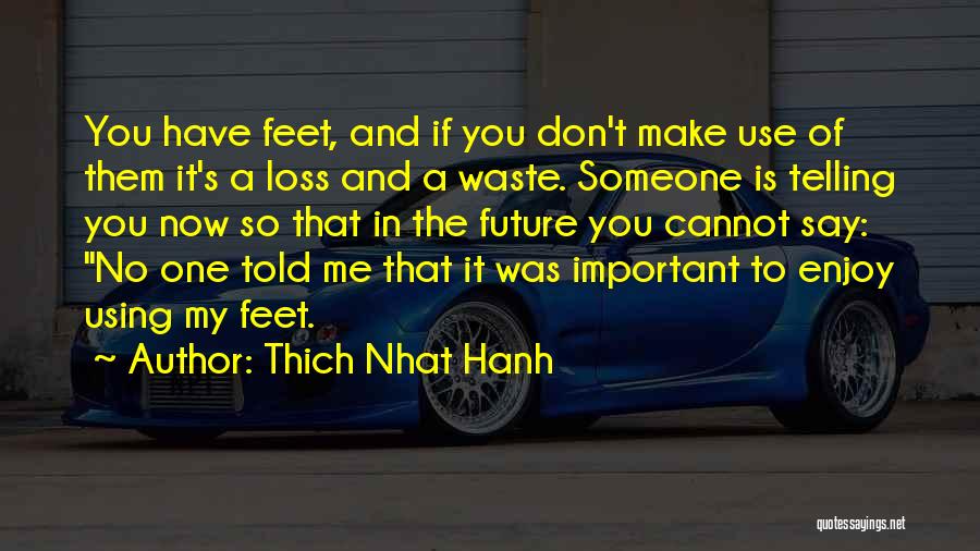 Thich Nhat Hanh Quotes: You Have Feet, And If You Don't Make Use Of Them It's A Loss And A Waste. Someone Is Telling