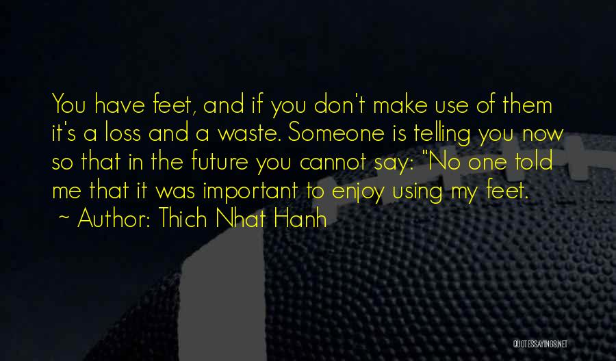 Thich Nhat Hanh Quotes: You Have Feet, And If You Don't Make Use Of Them It's A Loss And A Waste. Someone Is Telling