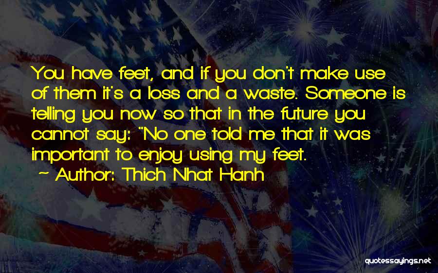 Thich Nhat Hanh Quotes: You Have Feet, And If You Don't Make Use Of Them It's A Loss And A Waste. Someone Is Telling