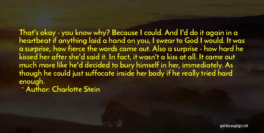 Charlotte Stein Quotes: That's Okay - You Know Why? Because I Could. And I'd Do It Again In A Heartbeat If Anything Laid