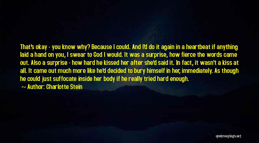 Charlotte Stein Quotes: That's Okay - You Know Why? Because I Could. And I'd Do It Again In A Heartbeat If Anything Laid