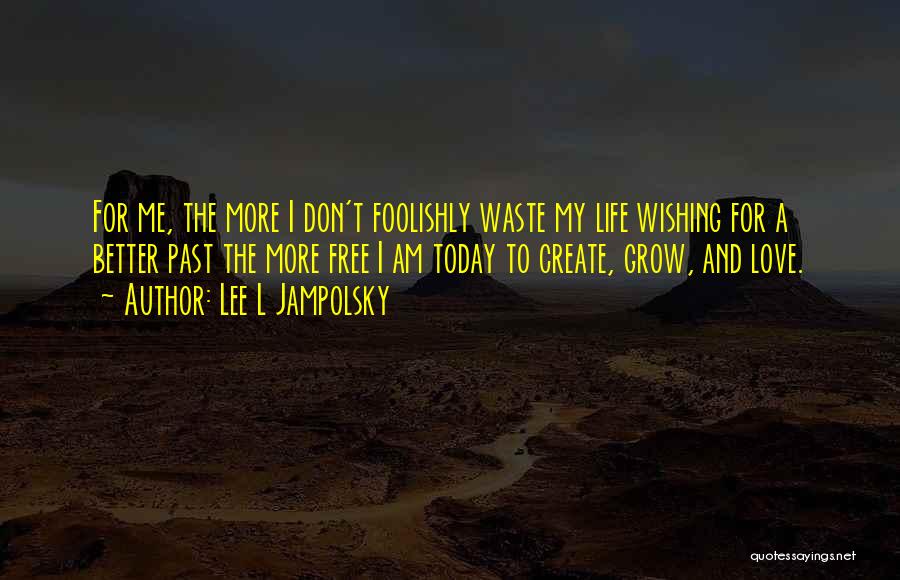 Lee L Jampolsky Quotes: For Me, The More I Don't Foolishly Waste My Life Wishing For A Better Past The More Free I Am